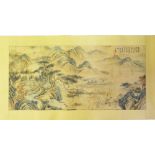 A Chinese Scroll Watercolour (image 92 x 42cm)