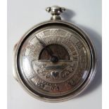 A Rd. Foot - Faversham Night & Day Silver Pair Cased Pocket Watch with chain driven fusee verge