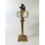 A Brass Corinthian Column Oil Lamp