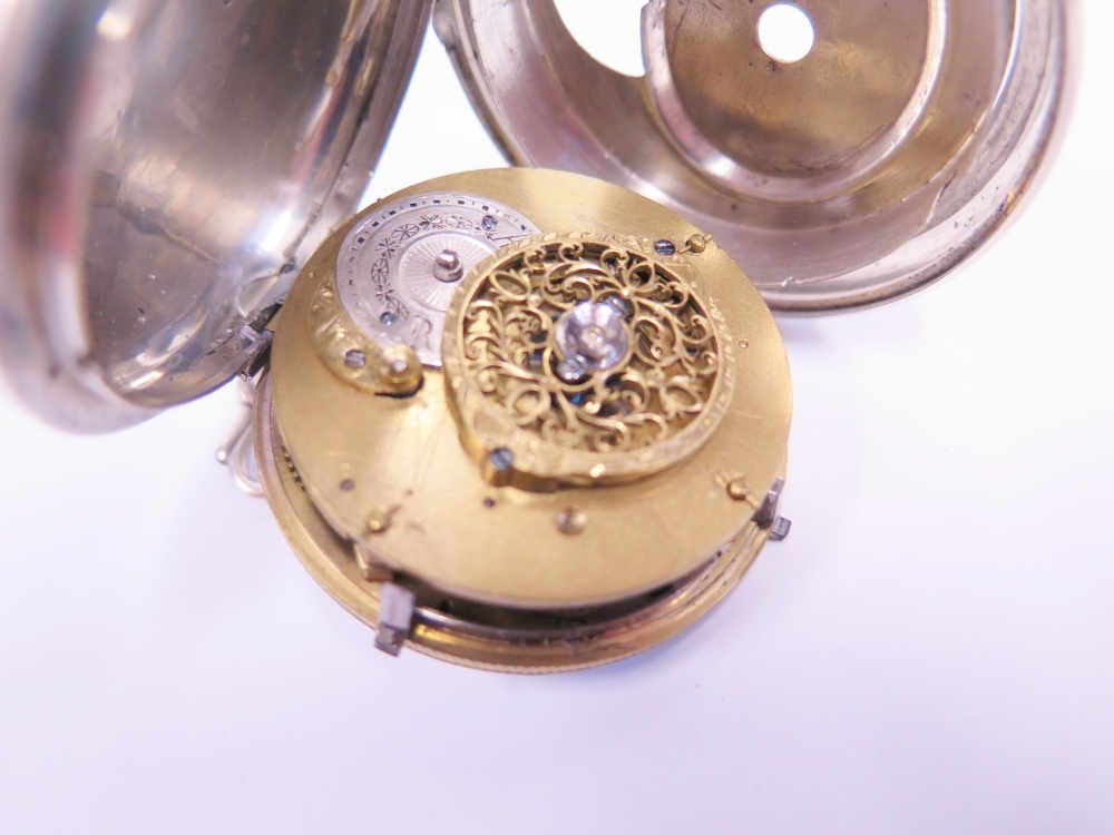 A Nineteenth Century Continental Key Wound Pocket Watch in white metal case with enameled dial and - Image 3 of 3