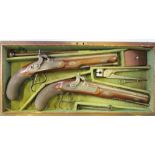 A Rare Cased Pair of Percussion Pistols by Lankester _ Isle of Wight _ octagonal rifled barrels