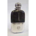 A Victorian Silver Mounted Glass and Leather Hip Flask, Sheffield 1890, James Dixon & Sons