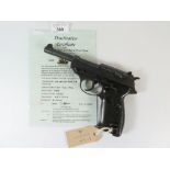 German Walther P38 9mm Semi Automatic Pistol, No. 66 with deactivation certificate