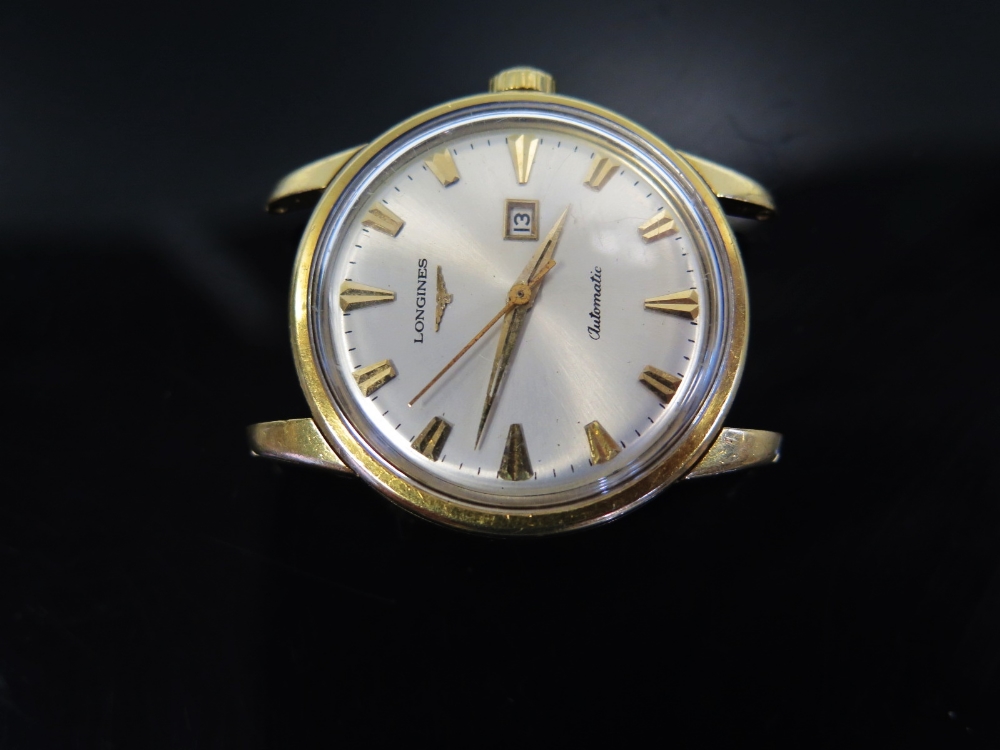 A Longines 18ct Gold Automatic Gent's Waterproof Wristwatch with date aperture _ needs attention