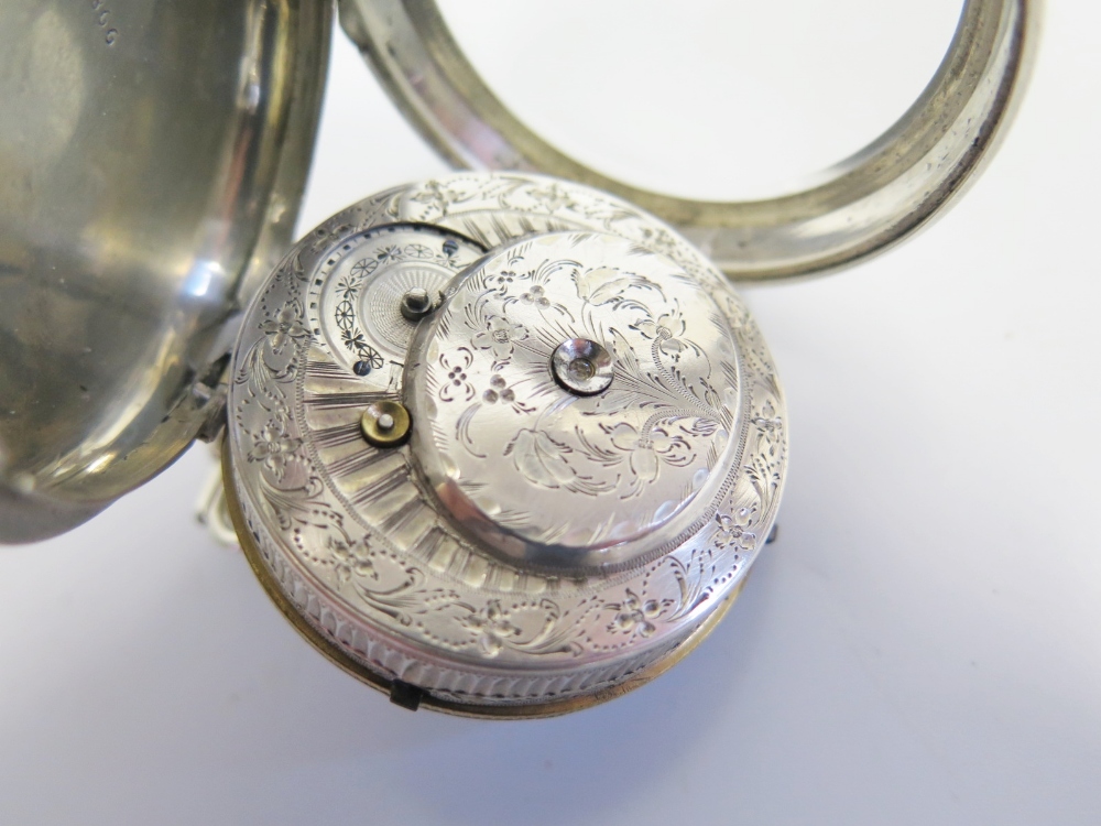 A Nineteenth Century Continental Key Wound Pocket Watch in white metal case with enameled dial and - Image 2 of 3