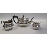 A George V Silver Three Part Tea Set, James Dixon & Sons, mixed dates, 698g