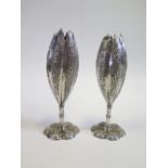 A Pair of Indian White Metal Specimen Vases, 195g, 15cm high