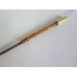 A Sword Stick with three sided blade and in bamboo cane, 101cm
