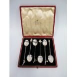 A Presentation Cased Set of Six Continental Sterling Silver Coffee Spoons, import marks, 53g