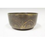 A Heavy Eastern Bronze and Brass Inlaid Bowl, 18cm diam. x 9cm high