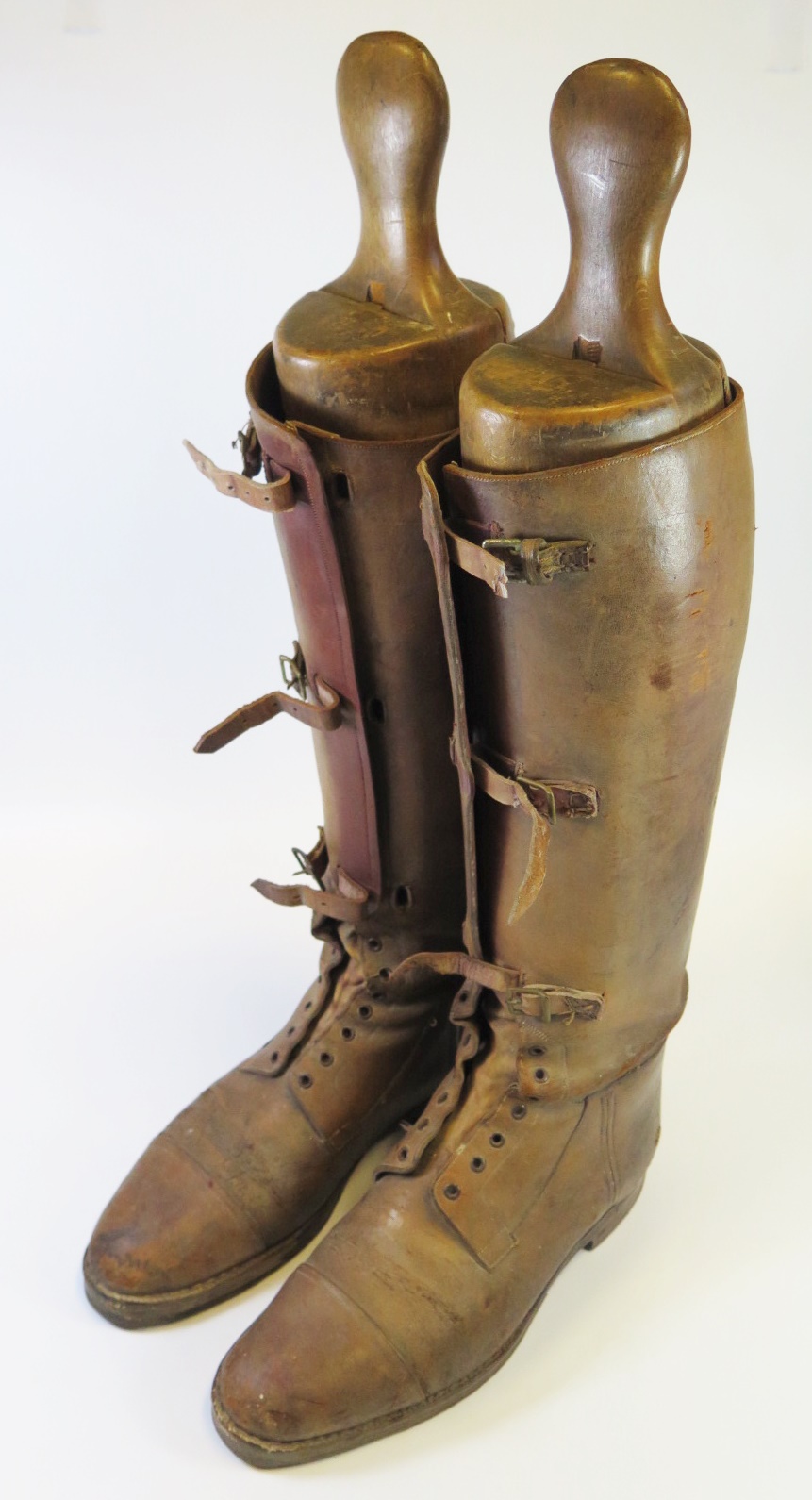 A Pair of Leather Boots with Stretchers