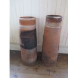 A Pair of J. Oliver Bareham Pottery Terracotta Chimneys, 79 and 76cm