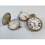 SILVER CASED POCKET WATCH AND TWO OTHERS (LARGE RUNNING)