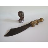 AFRICAN DAGGER AND STONE BUST