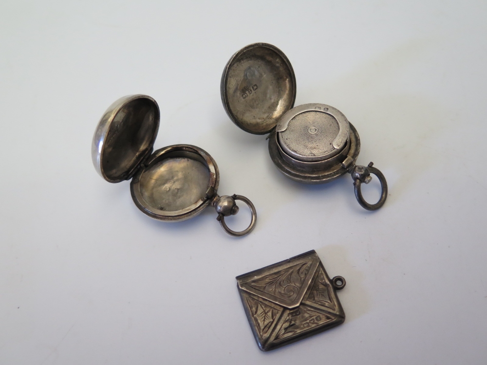 Two Victorian Silver Sovereign Cases, Birmingham 1896 and 1897 and Stamp Case in the form of an