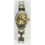 A Rolex Gold and Steel Cased Oyster Perpetual Date Wristwatch