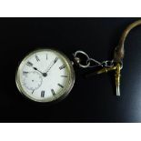 A Victorian Silver Cased Key Wound Open Dial Pocket Watch with chain driven fusee movement, London