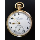 A 9ct Gold H. Samuel 'Everite' Open Dial Keyless Pocket Watch, running