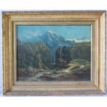 Nineteenth Century Alpine Scene, oil on canvas, 42 x 31 cm, in gilt gesso frame