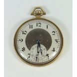 An 18ct Gold Open Dial Keyless Pocket Watch, running