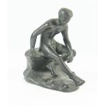 A Bronze Seated Boy, 9cm