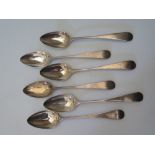 A Set of Six George III Scottish Silver Desert Spoons, Edinburgh 1805, Robert Gray & Son, 212g