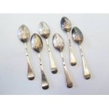 A Set of Six Late Victorian Picture Back Teaspoons, London 1897 & 1898