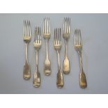 A Set of Six Victorian Silver Desert Forks, London 1863, 277g