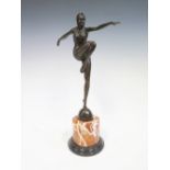 A Bronze Figure of a Dancer on Marble Base, 56cm