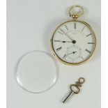 AWalker & McCulloch 56 Cheapside London 18ct Gold Open Dial Pocket watch with chain driven fusee