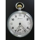 A Swiss Made British Army Issue Open Dial Pocket Watch, running Dial damaged