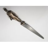 A Sterling Silver Mounted Letter Opener with jockey finial, 17.5cm