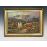 Henry Cooper, Highland Cattle, oil on canvas, 59 x 39 cm, in gilt gesso frame