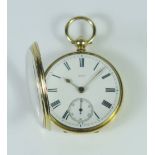 An 18ct Gold Cased Open Dial Pocket Watch with chaind driven fusee verge movement and dial with