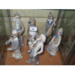 EIGHT CASADES PORCELAIN CLOWN ORNAMENTS