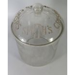 EARLY SMITH'S CRISPS GLASS COUNTER TOP CONTAINER