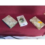 TWO MOTHER OF PEARL CALLING CARD CASES AND NECESSAIRE