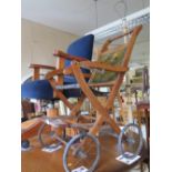 EDWARDIAN CHILD'S PUSH CHAIR, DOLL'S HIGH CHAIR AND STOOL