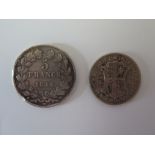 1844 5 FRANC COIN AND 1929 HALF CROWN