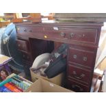 SMALL MAHOGANY TWIN PEDESTAL DESK