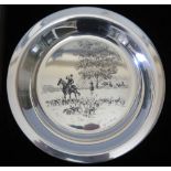 Franklin Mint _ Sterling Silver Plate 'Riding to the Hunt' by James Wyeth, boxed and with