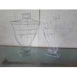 A Pair of Shop Display Wirework Female Busts on stands, 58cm