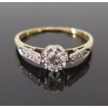 An 18ct Gold and Platinum Diamond Ring, c. .3ct, colour H, size K.5