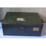 A Large Tin Deed Box with key, the twin brass handles stamped S. Mordan & Co., 48(w) x 33(d) x 18(