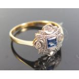 An 18ct Gold Sapphire and Diamond Ring, Size M