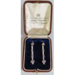 A Pair of Platinum and Diamond Drop Earrings, c.35mm in original Bowden & Sons box