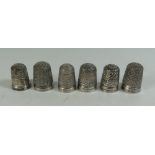 A Collection of Six Thimbles, including one by Charles Horner, Chester 1910, size 8