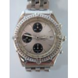 A Breitling Gent's Steel Cased Wristwatch with automatic movement, running / seconds hand loose