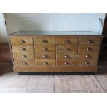 A Shop Display Haberdashery glazed sixteen drawer cabinet, 178(w) x 91(h) x 56(d)cm