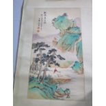 A Hand Painted Chinese Scroll of mountain scene, image 65 x 35cm